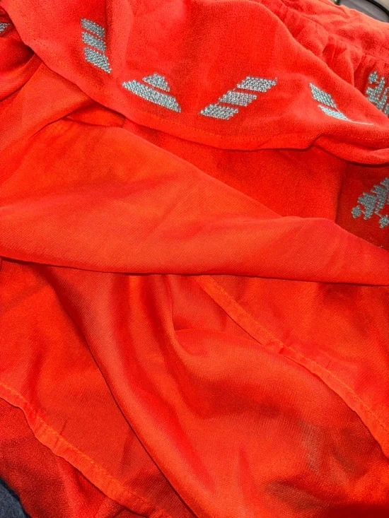 THML Rayon Mini Dress Sz M Tie Waist Boho Shift Vacation Embroidered Festival - Picture 9 of 11